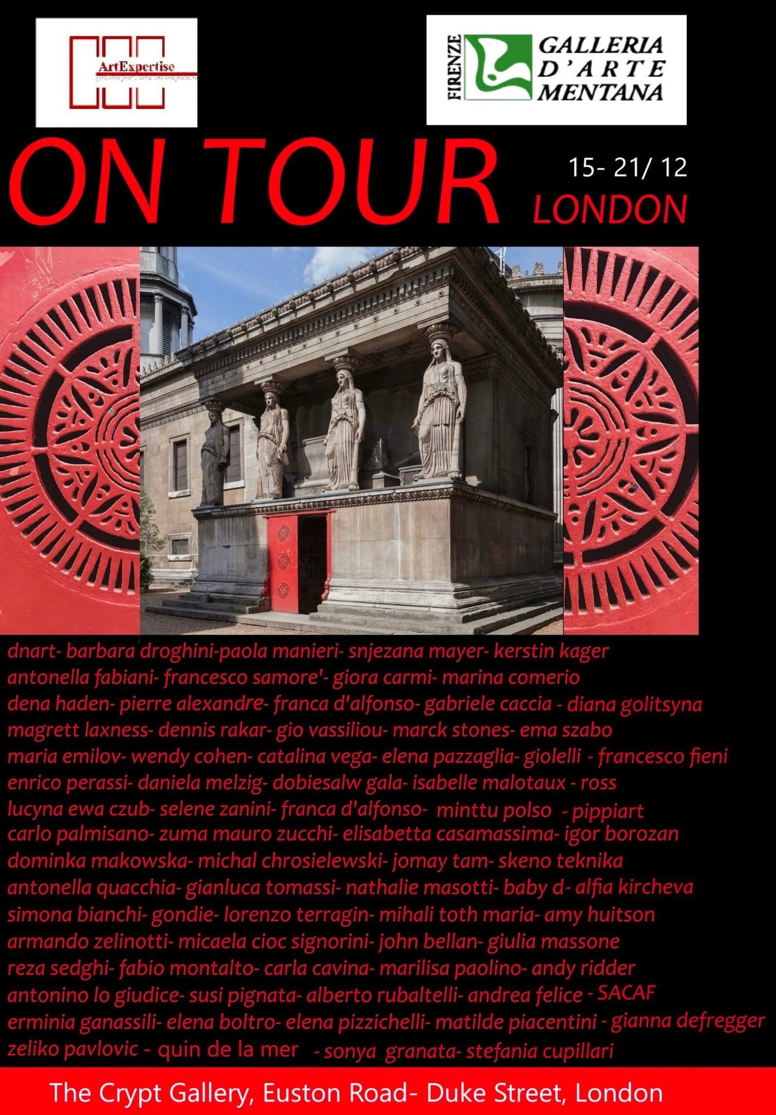 Locandina ufficiale della mostra On Tour alla Crypt Gallery, Londra